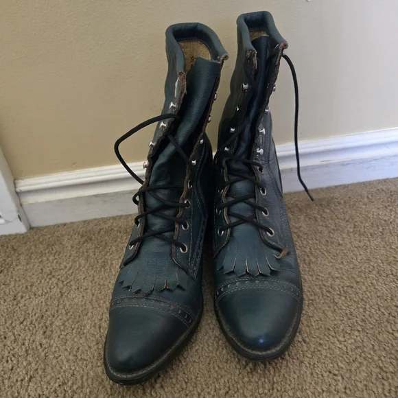 Capezio Women's Green Lace-Up Boots - Picture 2 of 6